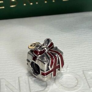 Pandora Silver and Translucent Red Present Charm RETIRED VINTAGE